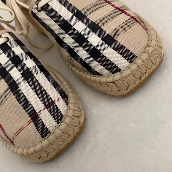 Burberry | Nova Check Canvas Closed Toe Tie Slingback Espadrilles EU 39/US 9 - Picture 4 of 14